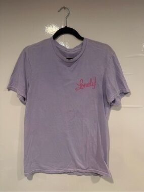 LONELY GHOST Lavender Short-Sleeve Tee with Pink‎ 'Lonely!' Script